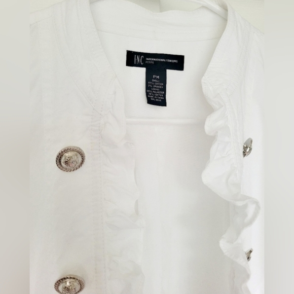 INC International Concepts Women Jacket Open Front Stretch Cotton White Medium P - Picture 9 of 16